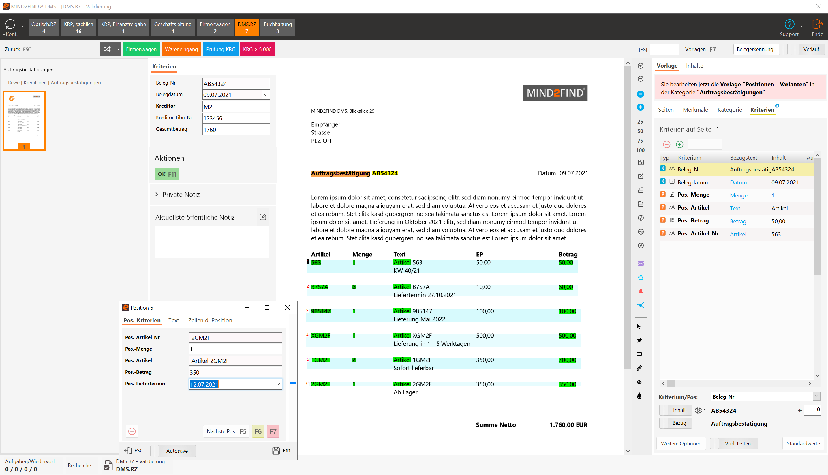 MIND2FIND - Automatic document recognition